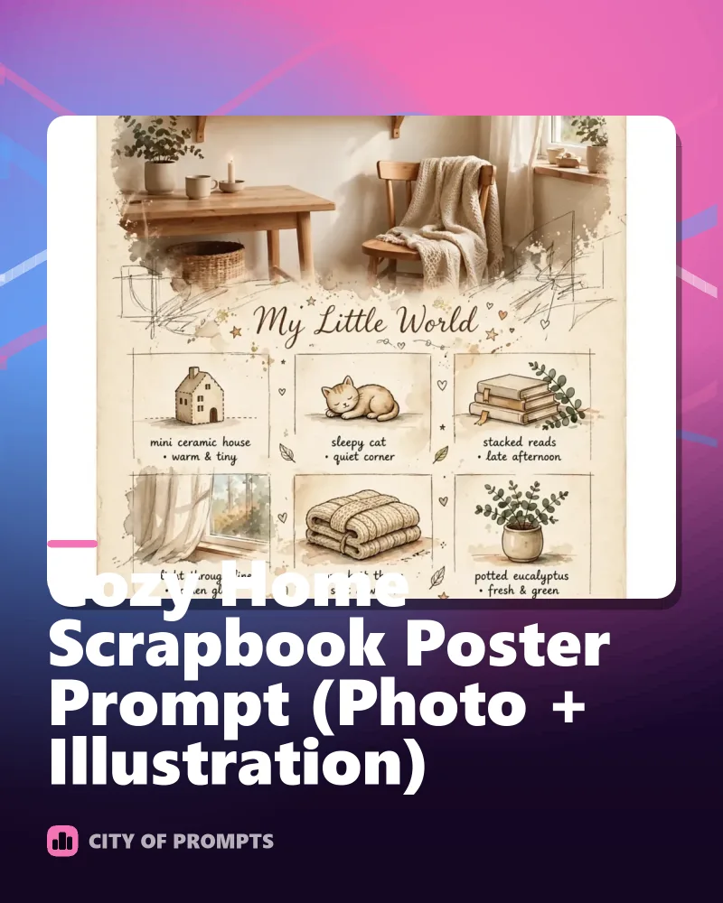 Cover image for Cozy Home Scrapbook Poster Prompt (Photo + Illustration)