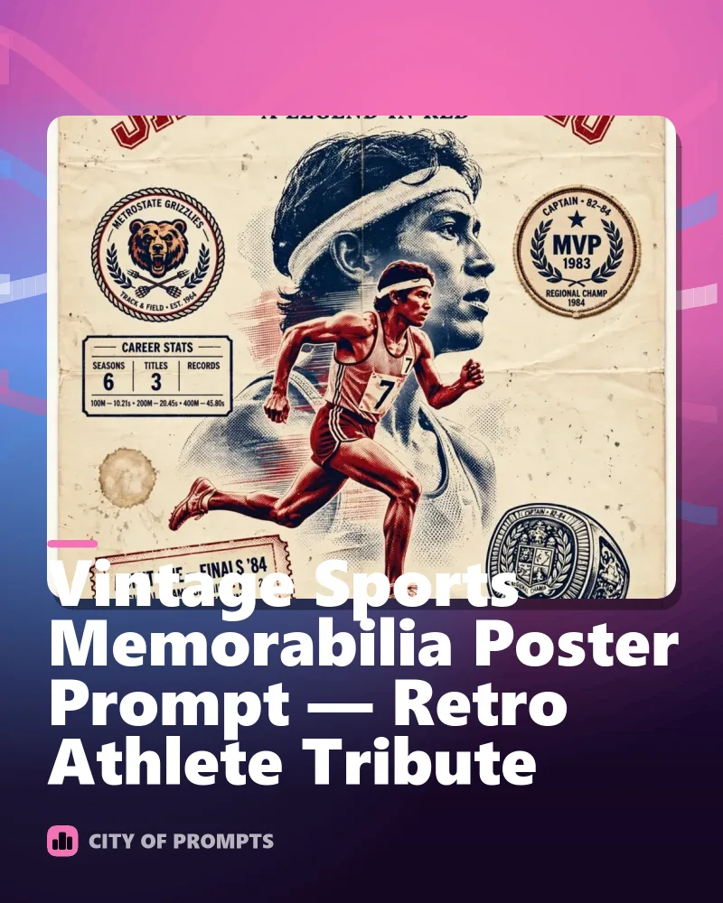 Cover image for Vintage Sports Memorabilia Poster Prompt — Retro Athlete Tribute