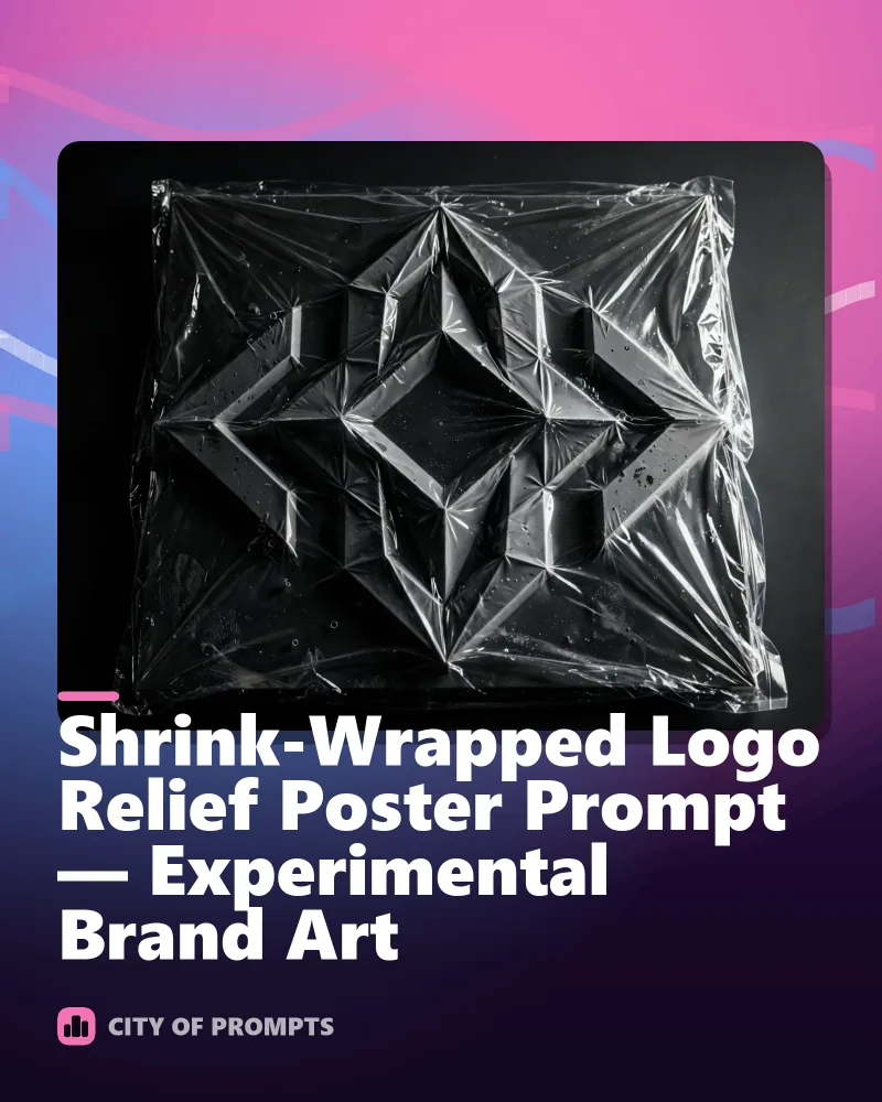 Cover image for Shrink-Wrapped Logo Relief Poster Prompt — Experimental Brand Art