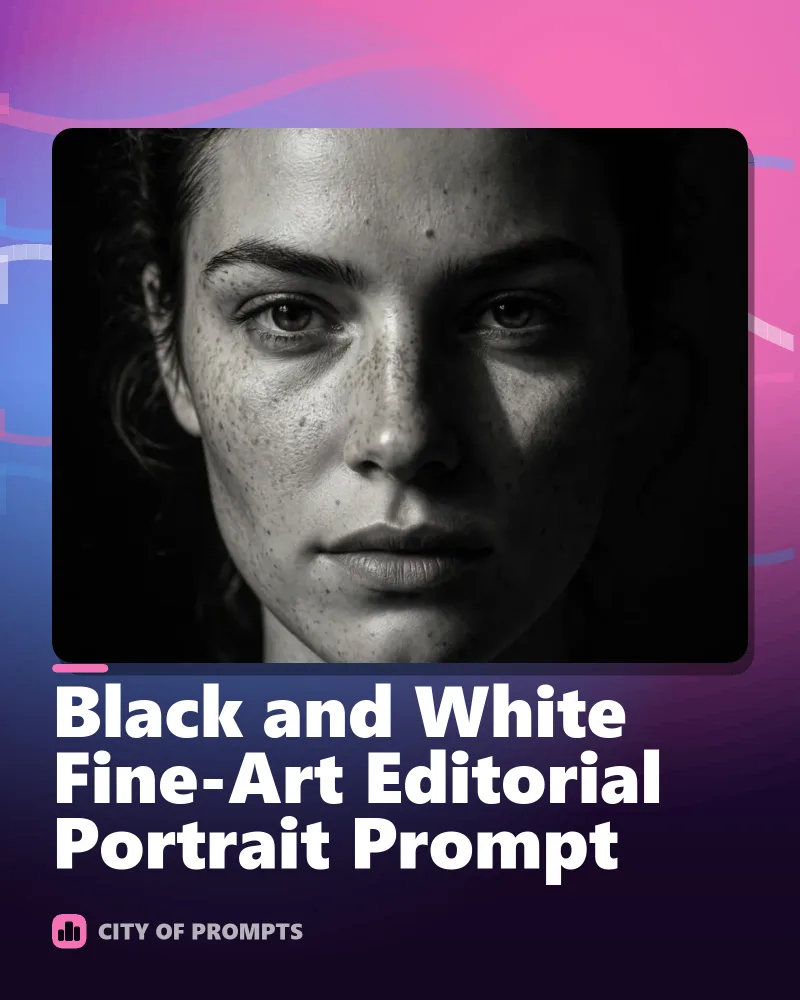 Cover image for Black and White Fine-Art Editorial Portrait Prompt