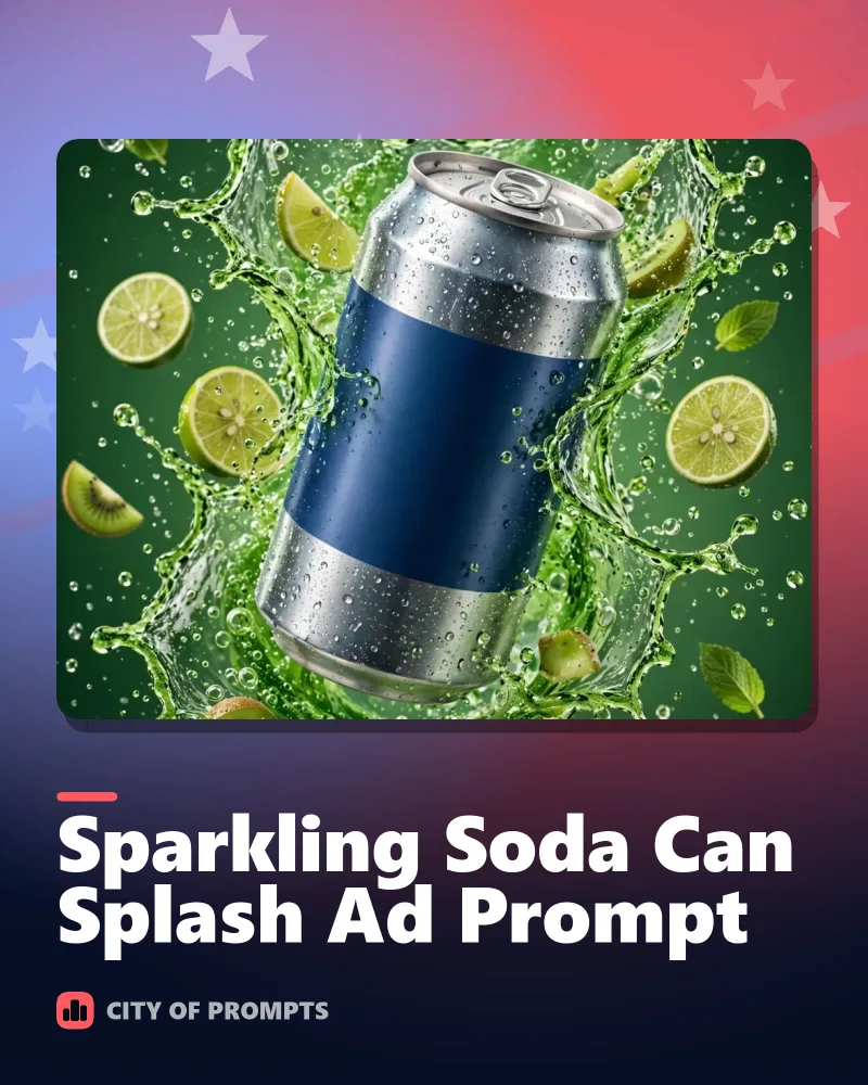 Cover image for Sparkling Soda Can Splash Ad Prompt