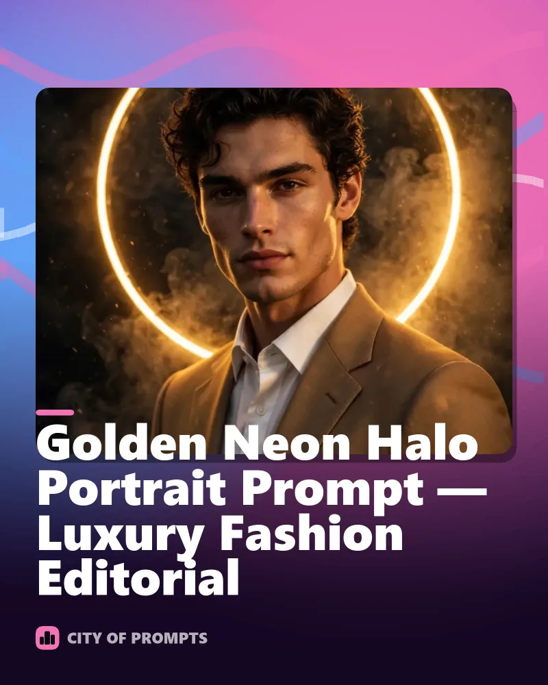 Cover image for Golden Neon Halo Portrait Prompt — Luxury Fashion Editorial