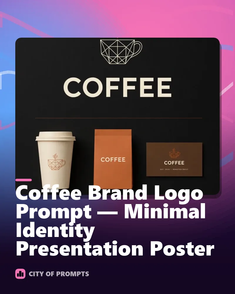 Cover image for Coffee Brand Logo Prompt — Minimal Identity Presentation Poster