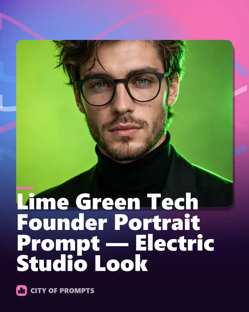 Cover image for Lime Green Tech Founder Portrait Prompt — Electric Studio Look