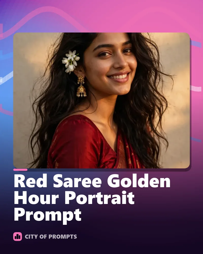 Cover image for Red Saree Golden Hour Portrait Prompt