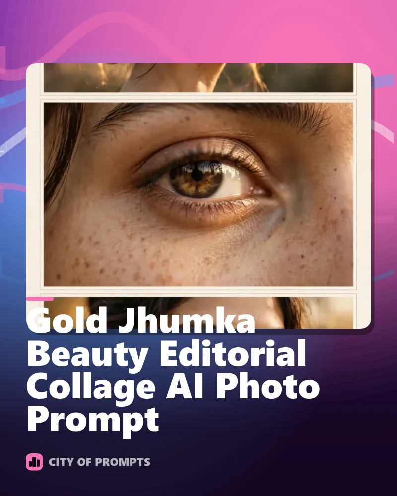 Cover image for Gold Jhumka Beauty Editorial Collage AI Photo Prompt