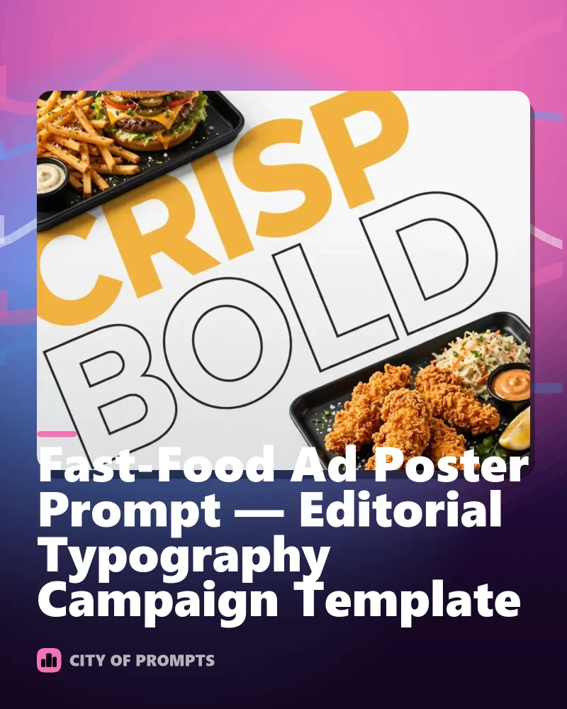Cover image for Fast-Food Ad Poster Prompt — Editorial Typography Campaign Template