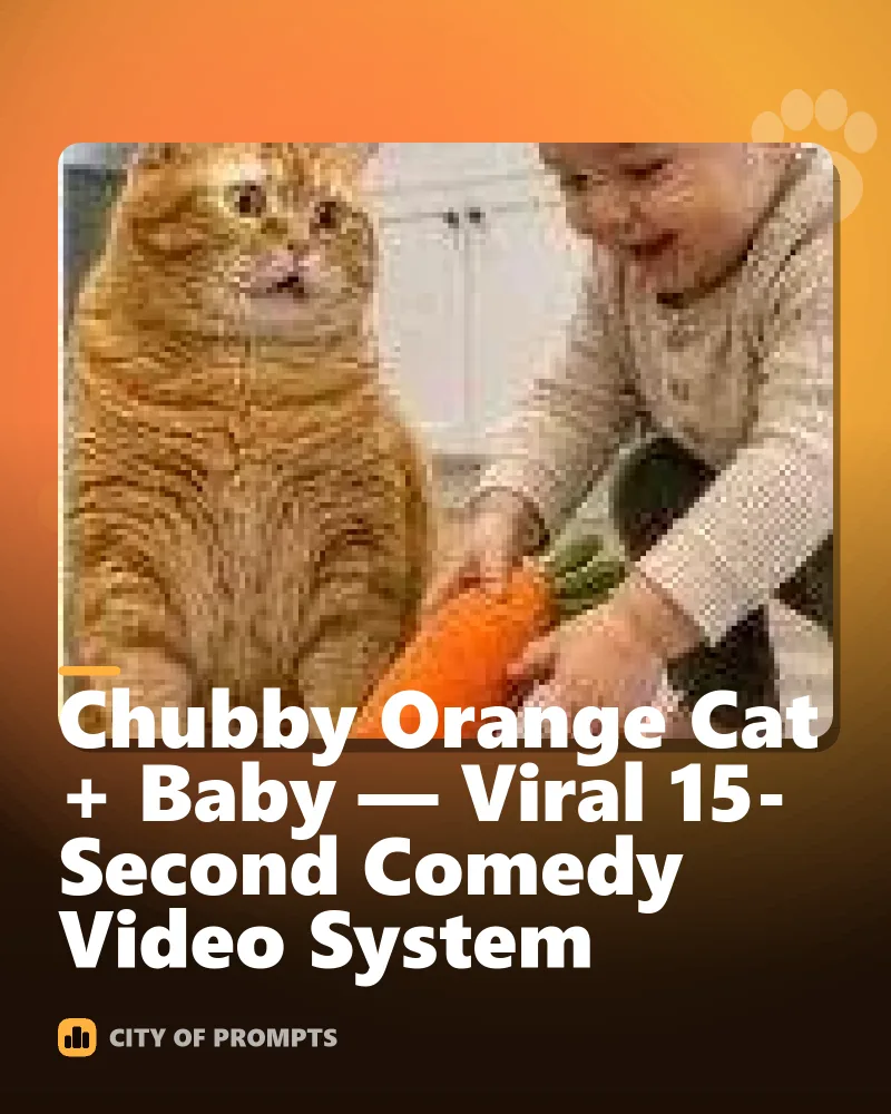 Cover image for Chubby Orange Cat + Baby — Viral 15-Second Comedy Video System