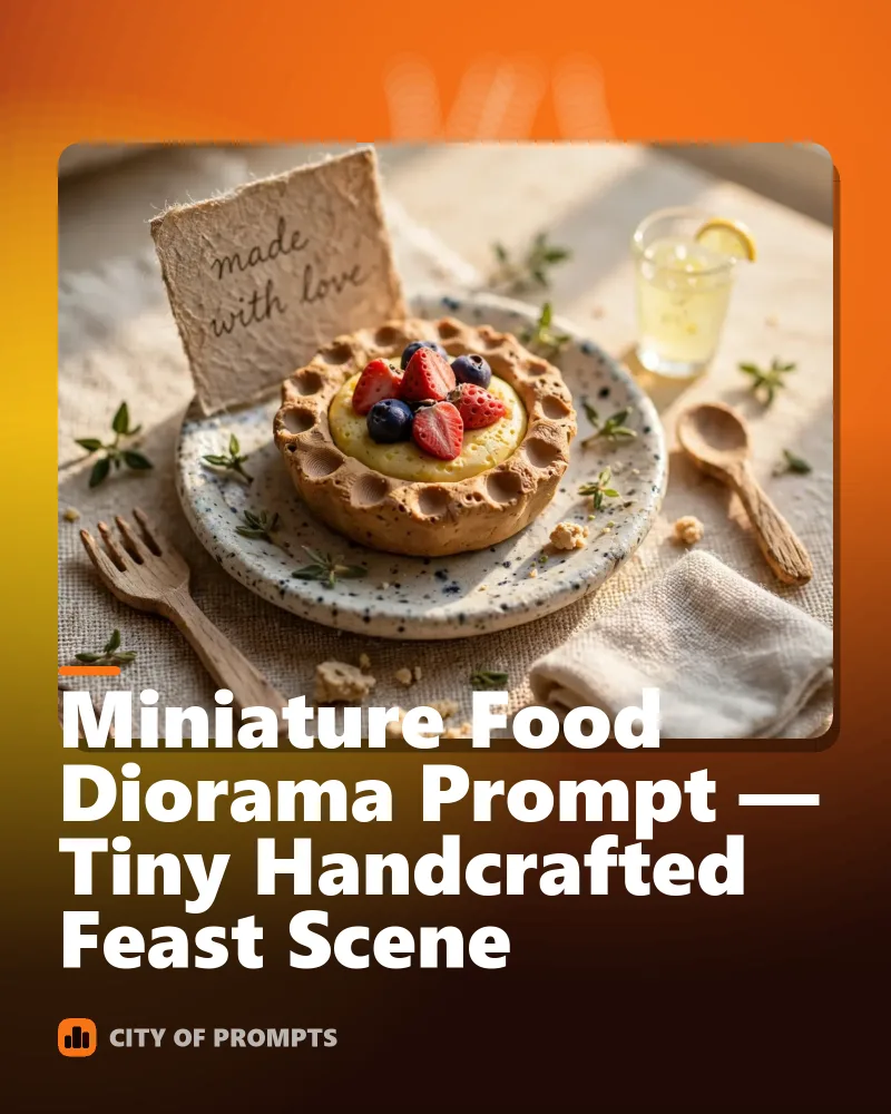 Cover image for Miniature Food Diorama Prompt — Tiny Handcrafted Feast Scene