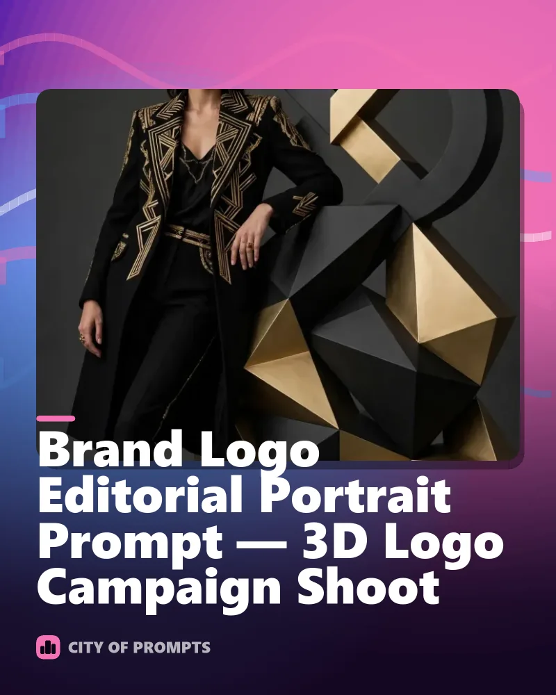 Cover image for Brand Logo Editorial Portrait Prompt — 3D Logo Campaign Shoot