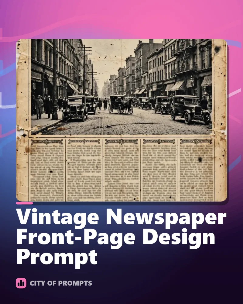 Cover image for Vintage Newspaper Front-Page Design Prompt