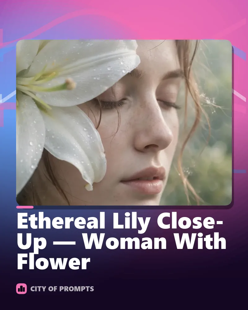 Cover image for Ethereal Lily Close-Up — Woman With Flower