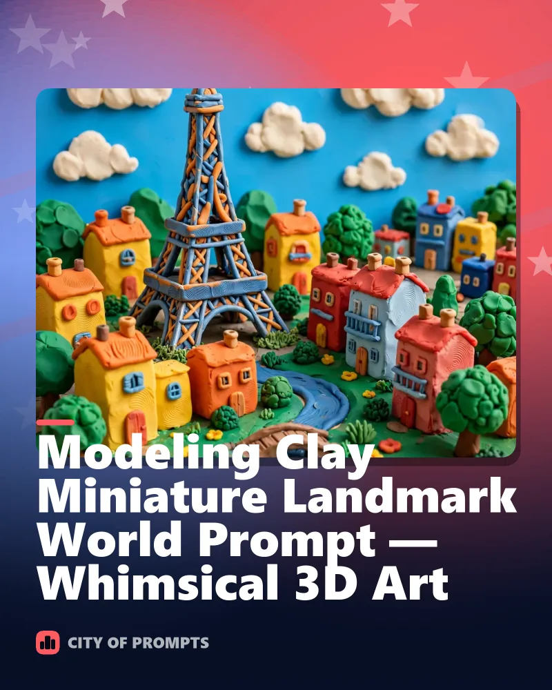 Cover image for Modeling Clay Miniature Landmark World Prompt — Whimsical 3D Art