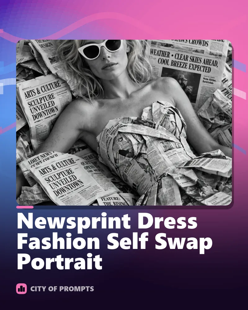 Cover image for Newsprint Dress Fashion Self Swap Portrait