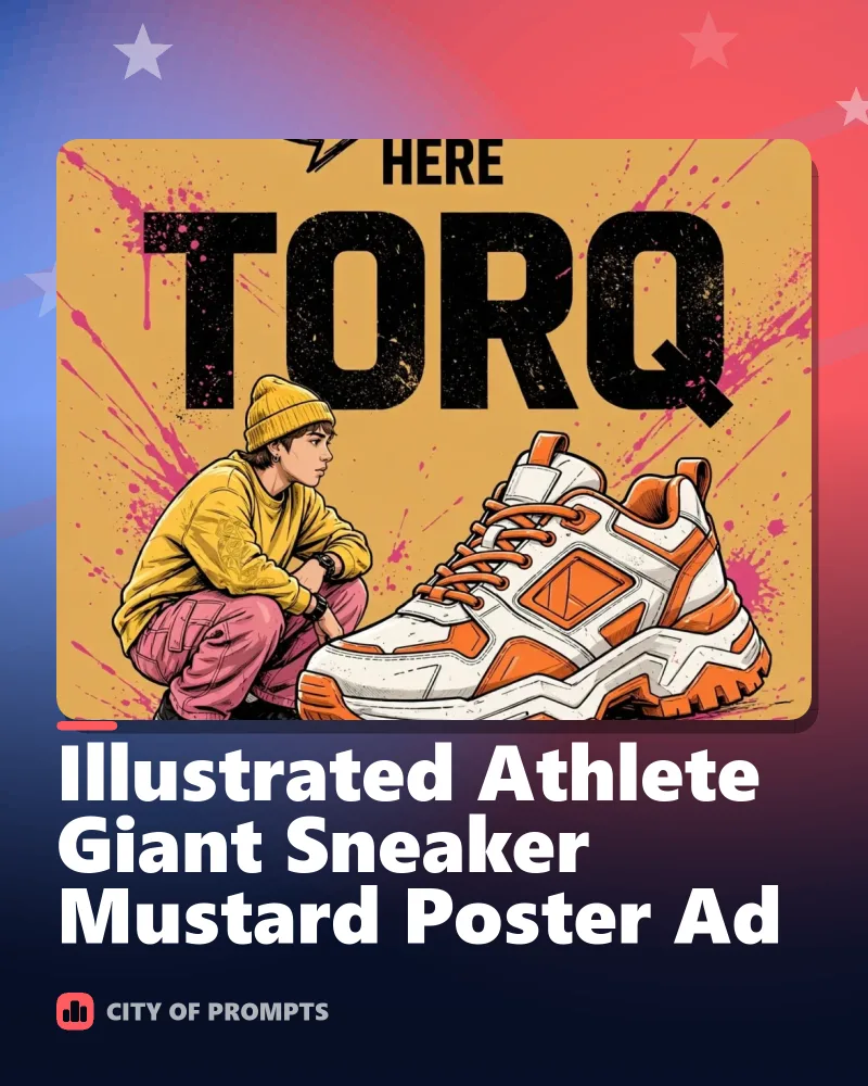 Cover image for Illustrated Athlete Giant Sneaker Mustard Poster Ad