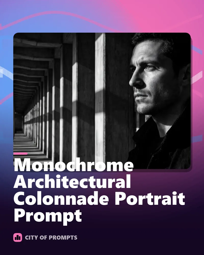 Cover image for Monochrome Architectural Colonnade Portrait Prompt