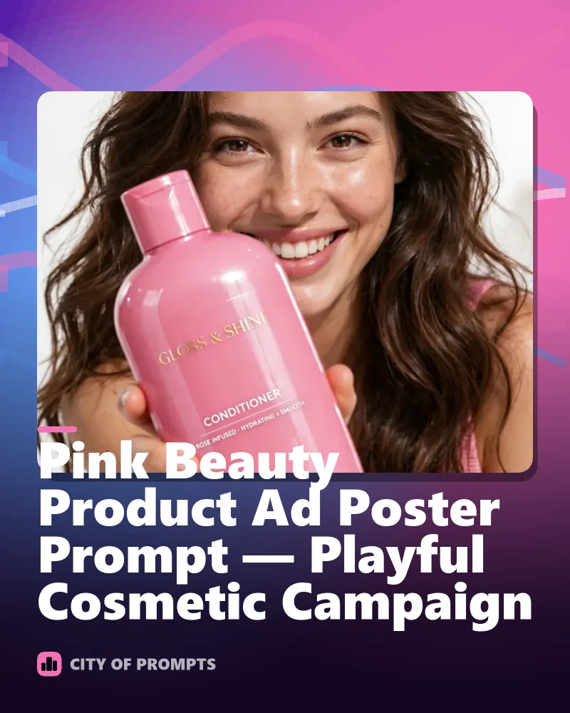 Cover image for Pink Beauty Product Ad Poster Prompt — Playful Cosmetic Campaign