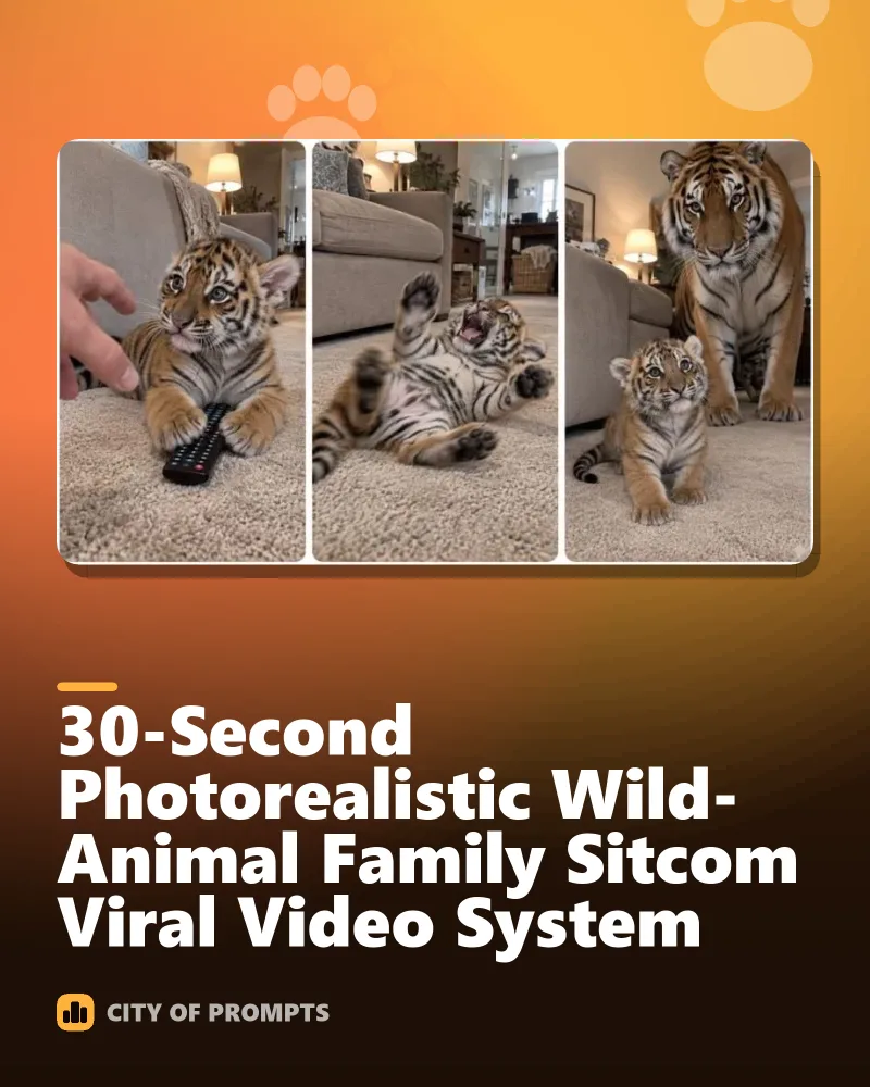 Cover image for 30-Second Photorealistic Wild-Animal Family Sitcom Viral Video System