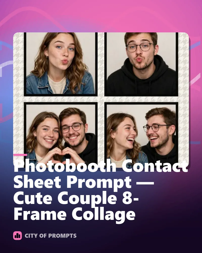 Cover image for Photobooth Contact Sheet Prompt — Cute Couple 8-Frame Collage