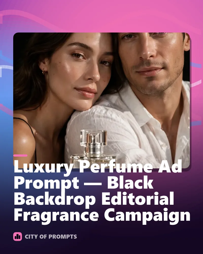 Cover image for Luxury Perfume Ad Prompt — Black Backdrop Editorial Fragrance Campaign