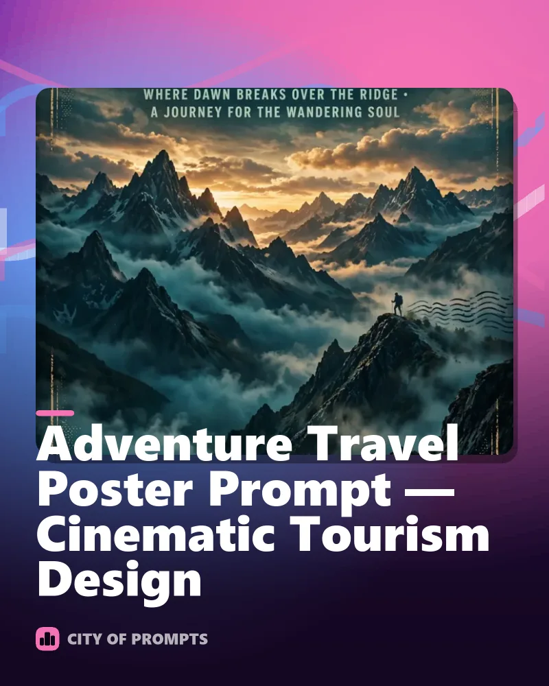 Cover image for Adventure Travel Poster Prompt — Cinematic Tourism Design