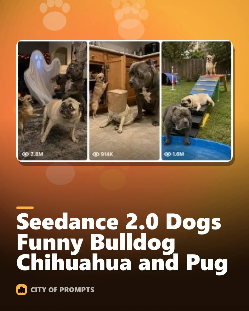 Cover image for Seedance 2.0 Dogs Funny Bulldog Chihuahua and Pug