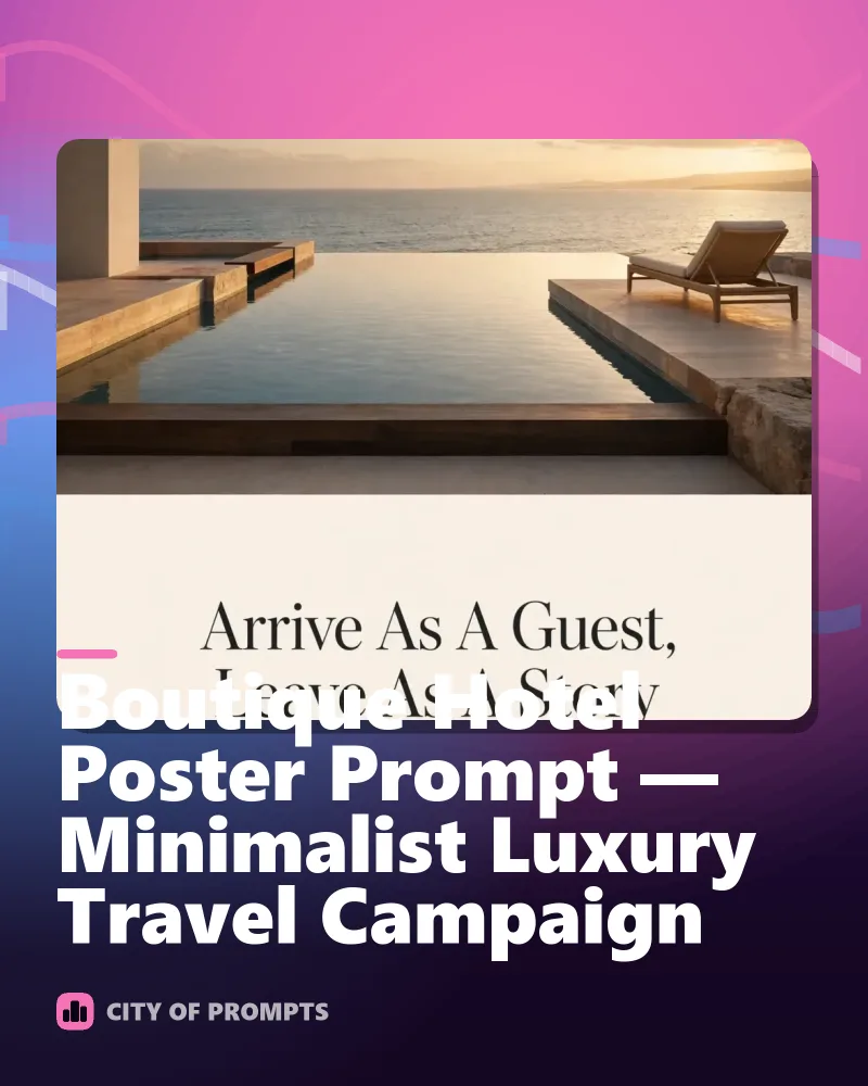 Cover image for Boutique Hotel Poster Prompt — Minimalist Luxury Travel Campaign