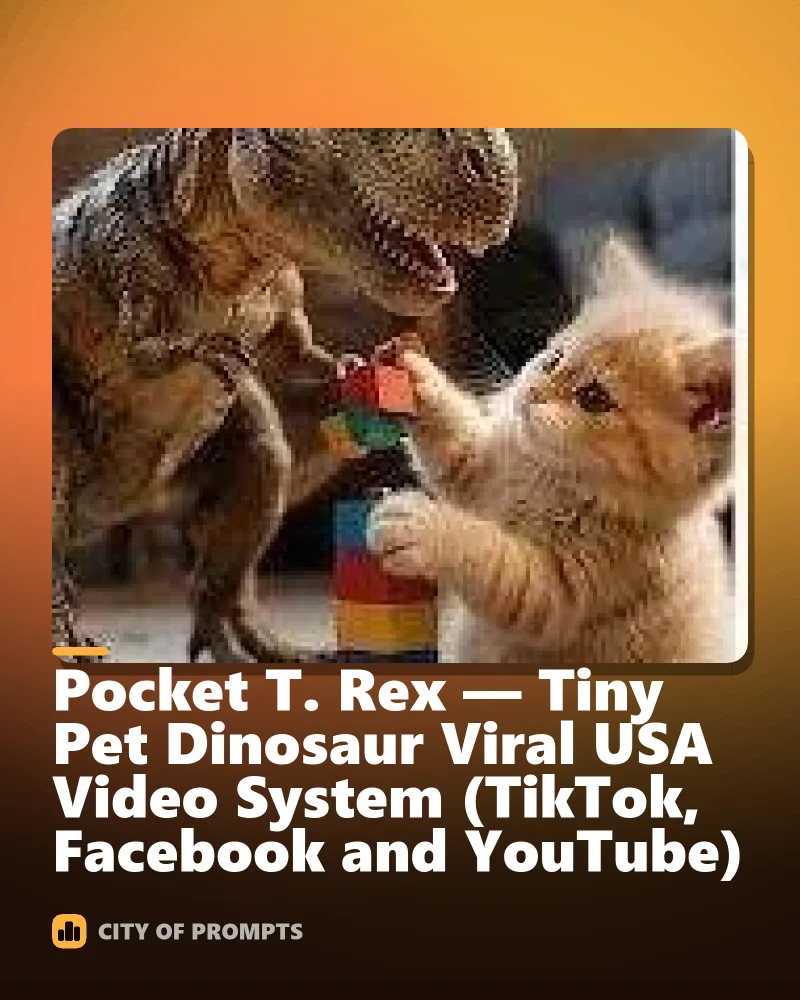 Cover image for Pocket T. Rex — Tiny Pet Dinosaur Viral USA Video System (TikTok, Facebook and YouTube)