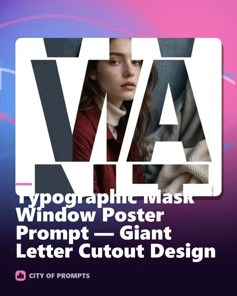 Cover image for Typographic Mask Window Poster Prompt — Giant Letter Cutout Design