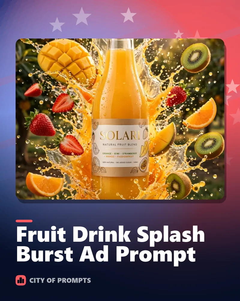 Cover image for Fruit Drink Splash Burst Ad Prompt