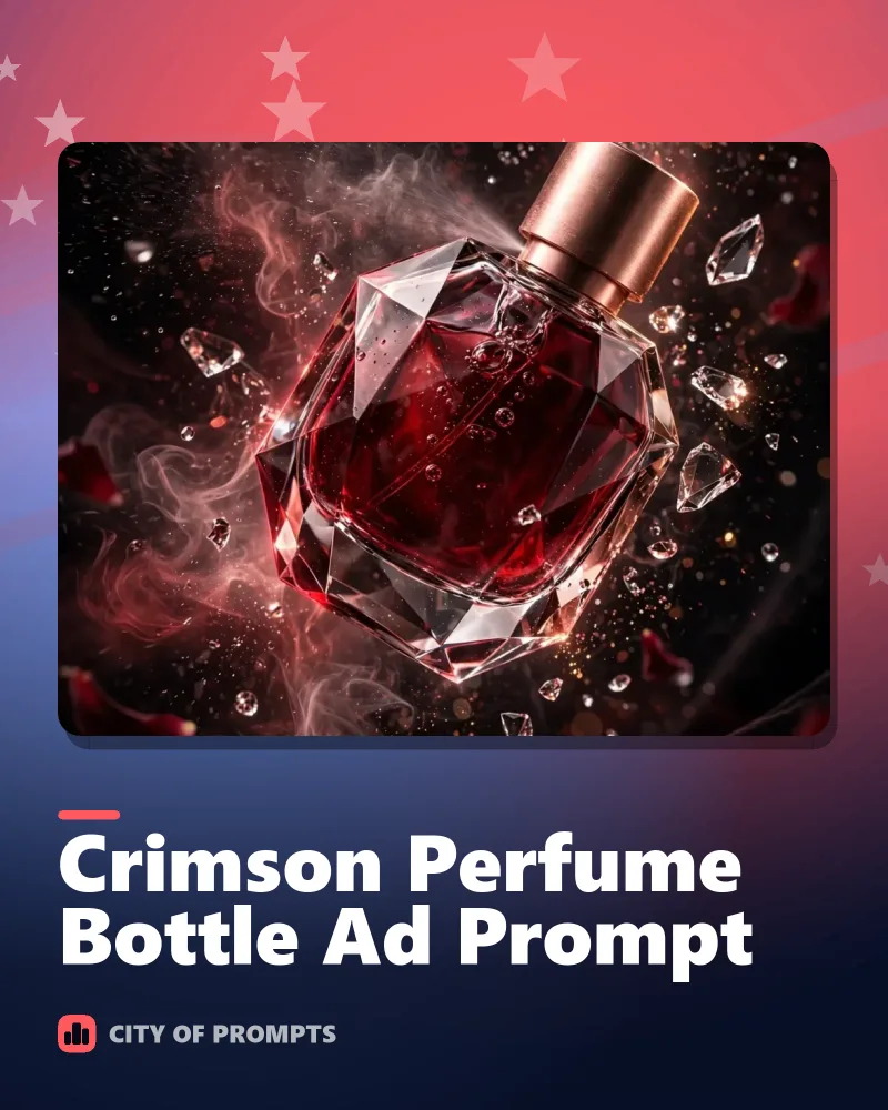 Cover image for Crimson Perfume Bottle Ad Prompt