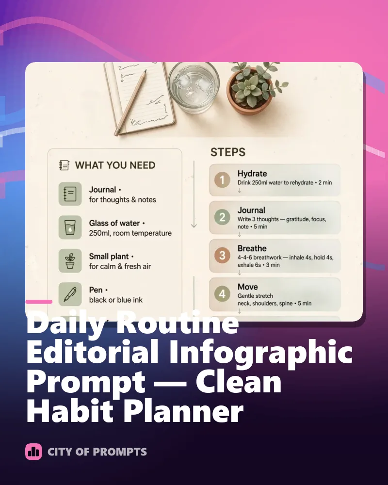 Cover image for Daily Routine Editorial Infographic Prompt — Clean Habit Planner