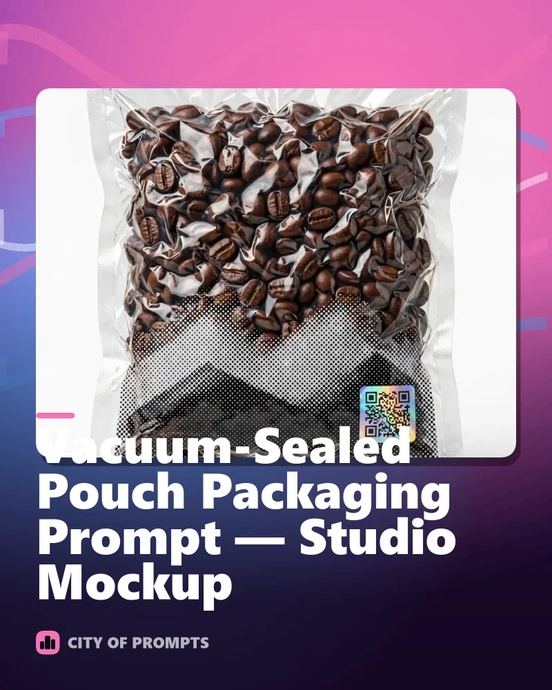 Cover image for Vacuum-Sealed Pouch Packaging Prompt — Studio Mockup