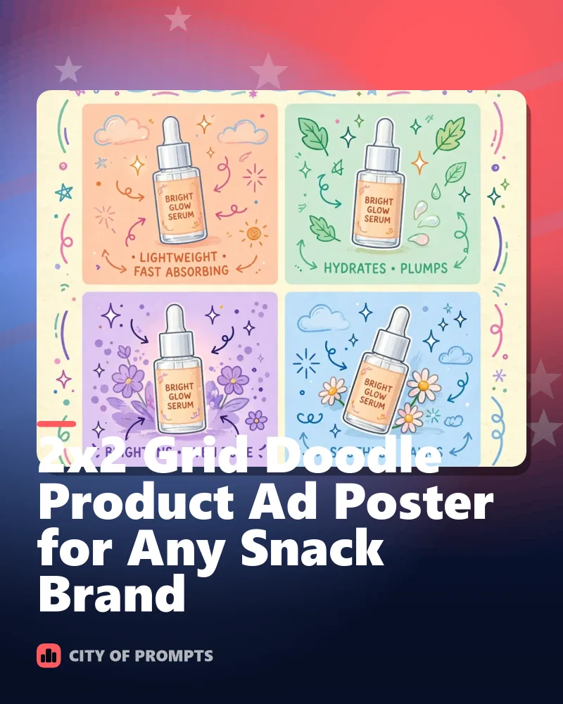 Cover image for 2x2 Grid Doodle Product Ad Poster for Any Snack Brand