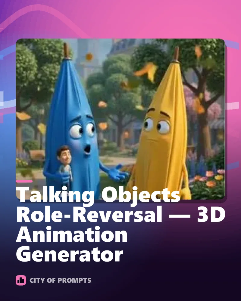 Cover image for Talking Objects Role-Reversal — 3D Animation Generator