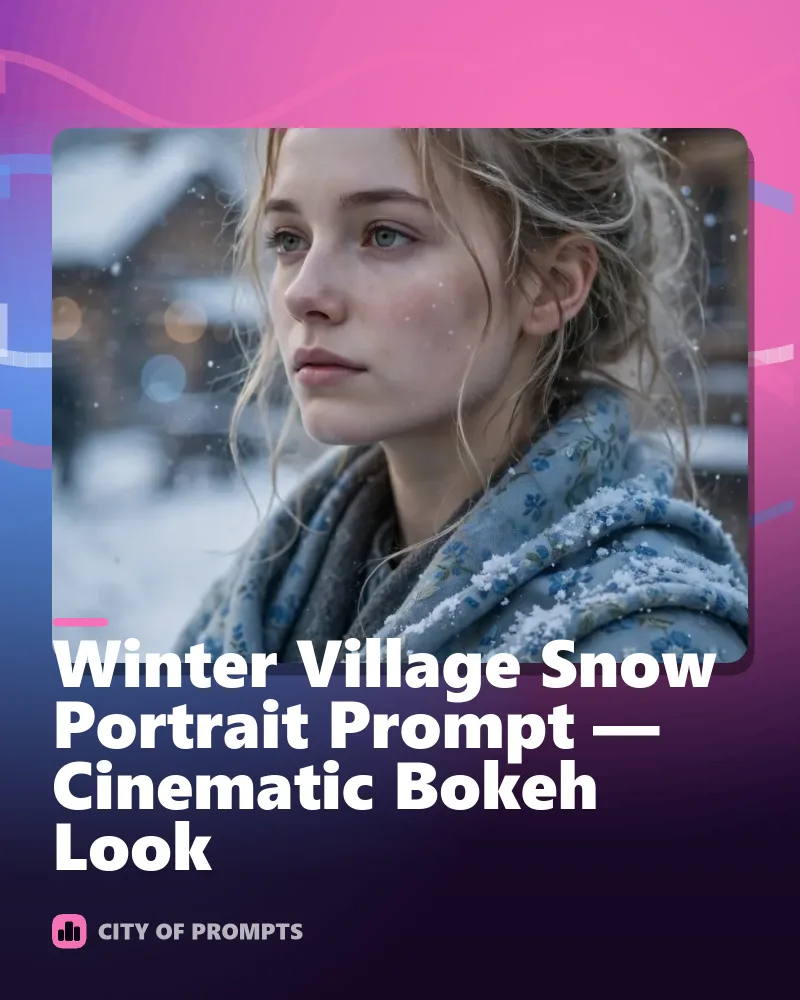 Cover image for Winter Village Snow Portrait Prompt — Cinematic Bokeh Look
