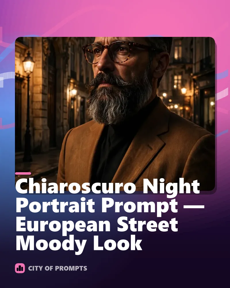 Cover image for Chiaroscuro Night Portrait Prompt — European Street Moody Look