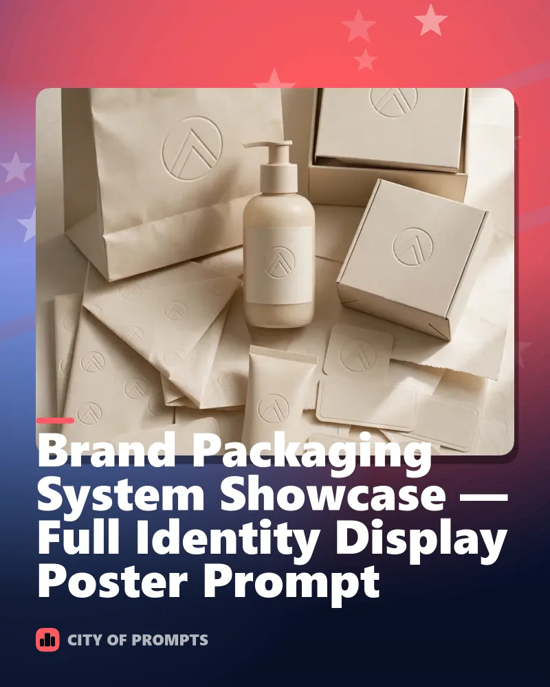 Cover image for Brand Packaging System Showcase — Full Identity Display Poster Prompt