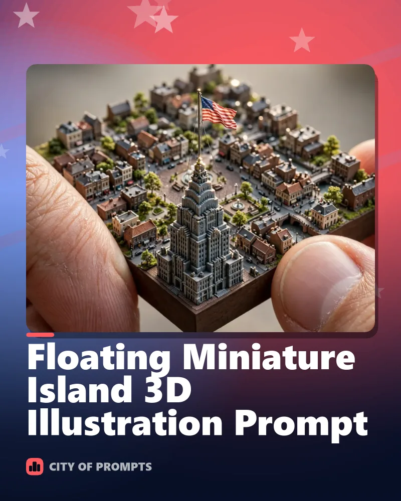 Cover image for Floating Miniature Island 3D Illustration Prompt