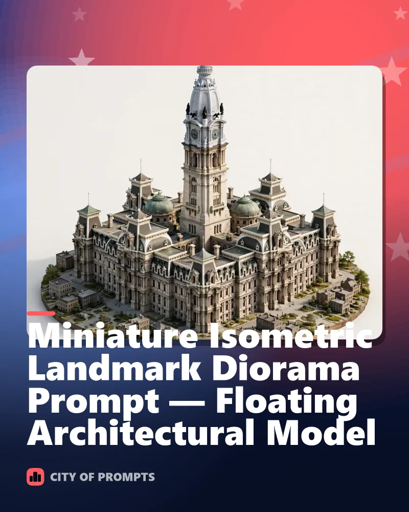 Cover image for Miniature Isometric Landmark Diorama Prompt — Floating Architectural Model