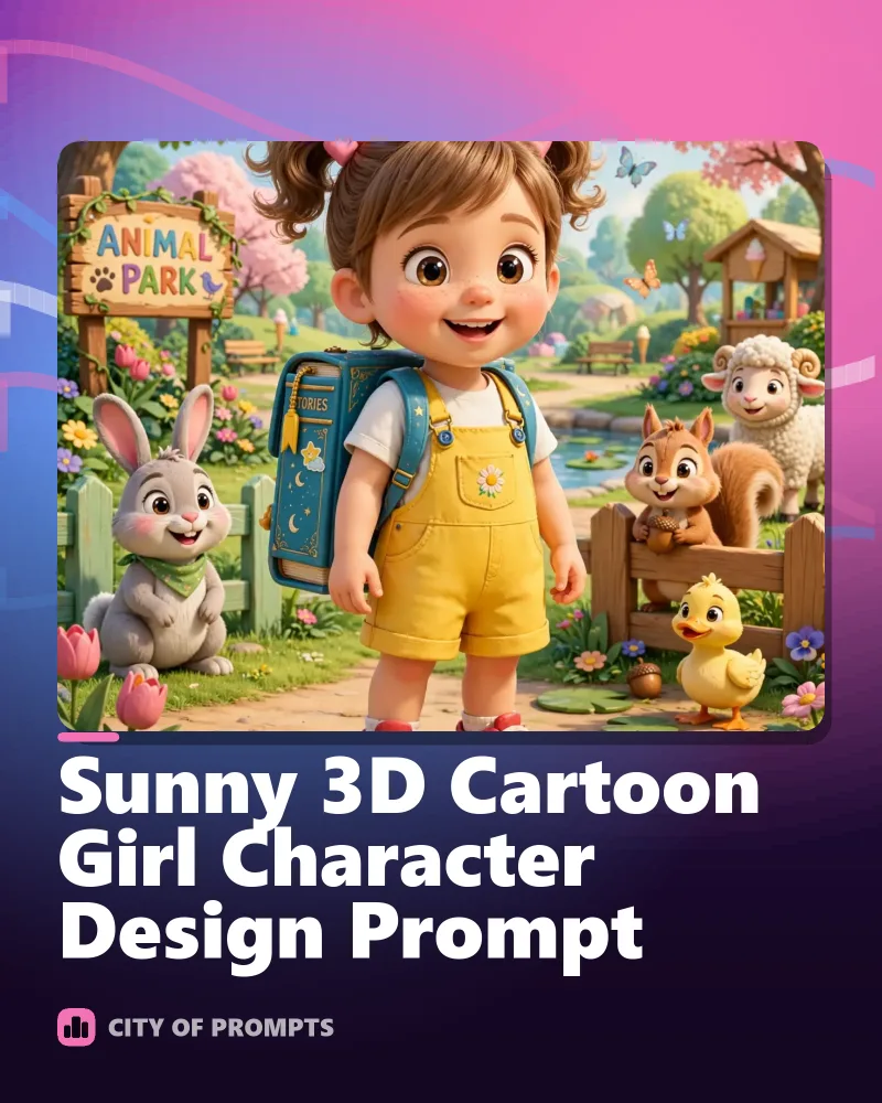 Cover image for Sunny 3D Cartoon Girl Character Design Prompt