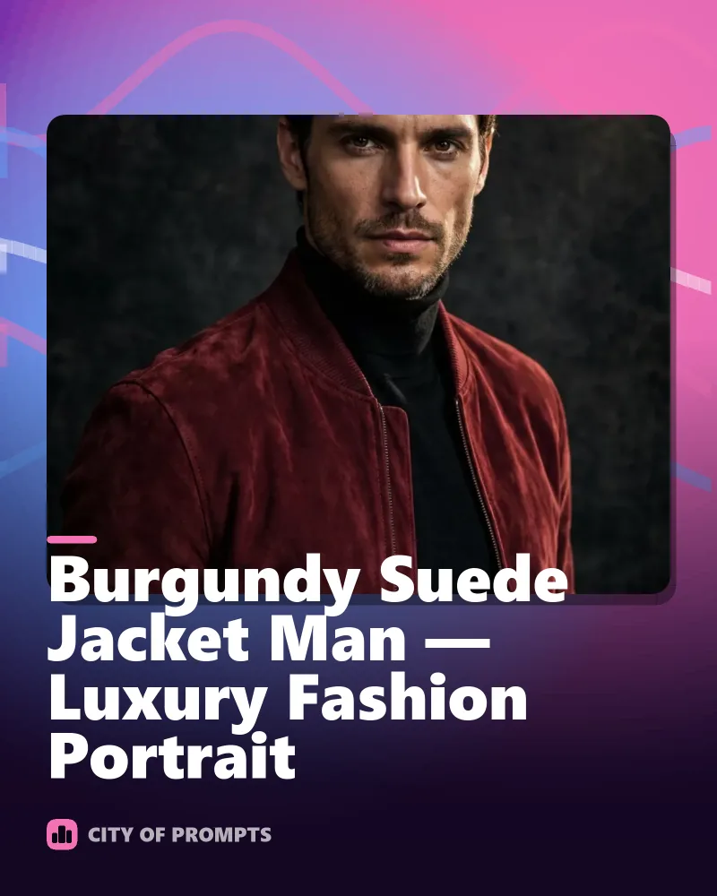 Cover image for Burgundy Suede Jacket Man — Luxury Fashion Portrait