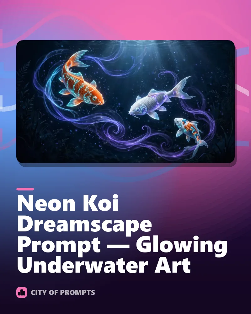 Cover image for Neon Koi Dreamscape Prompt — Glowing Underwater Art