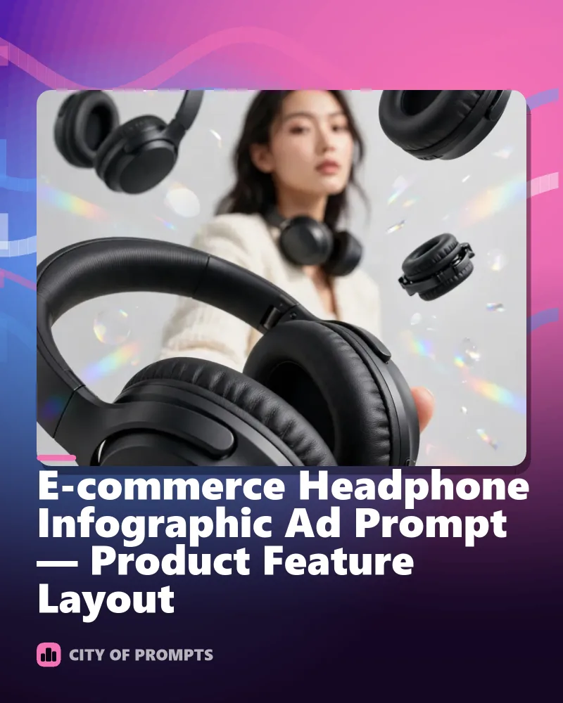 Cover image for E-commerce Headphone Infographic Ad Prompt — Product Feature Layout