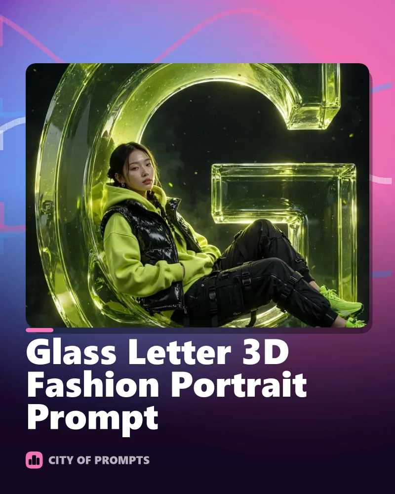 Cover image for Glass Letter 3D Fashion Portrait Prompt