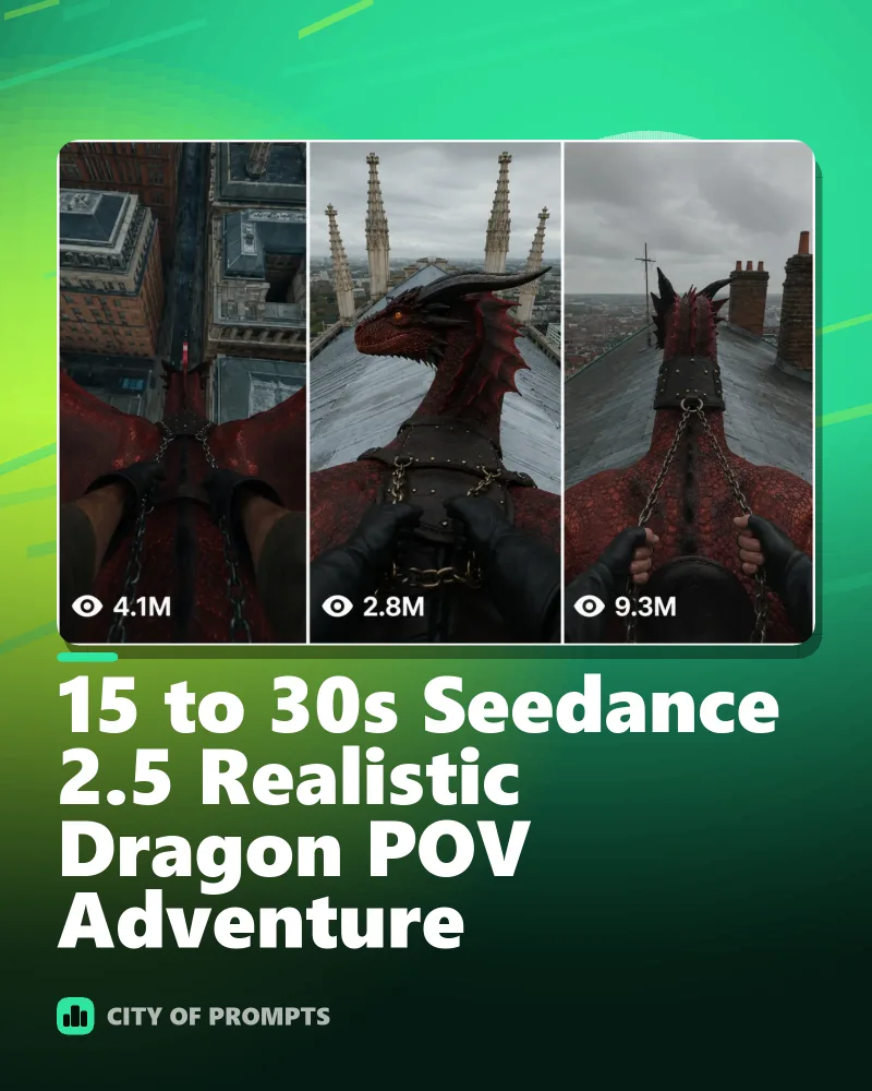 Cover image for 15 to 30s Seedance 2.5 Realistic Dragon POV Adventure