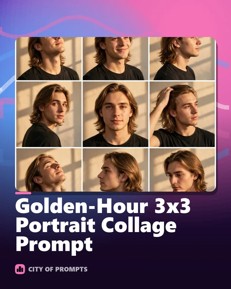 Cover image for Golden-Hour 3x3 Portrait Collage Prompt