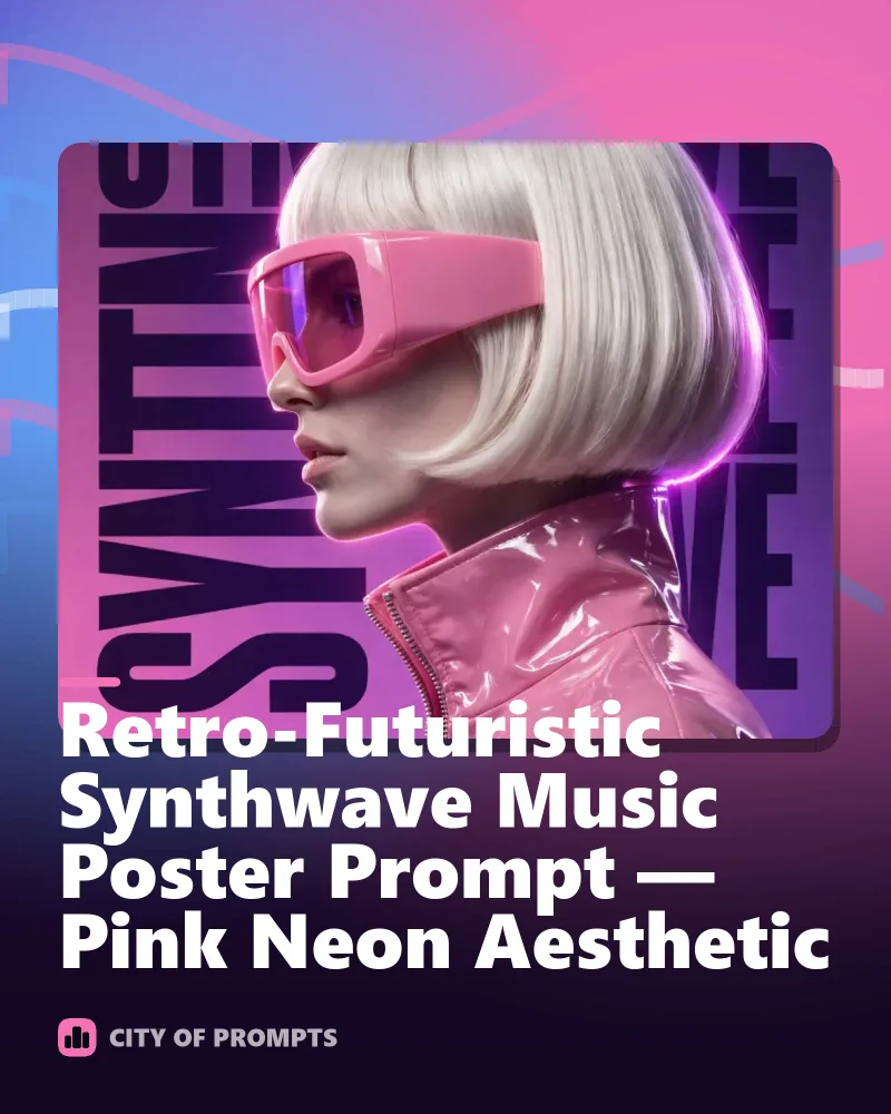 Cover image for Retro-Futuristic Synthwave Music Poster Prompt — Pink Neon Aesthetic