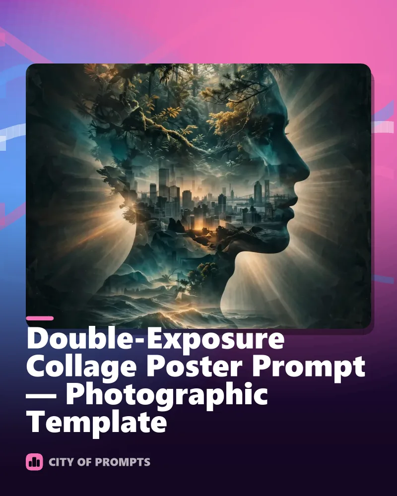 Cover image for Double-Exposure Collage Poster Prompt — Photographic Template