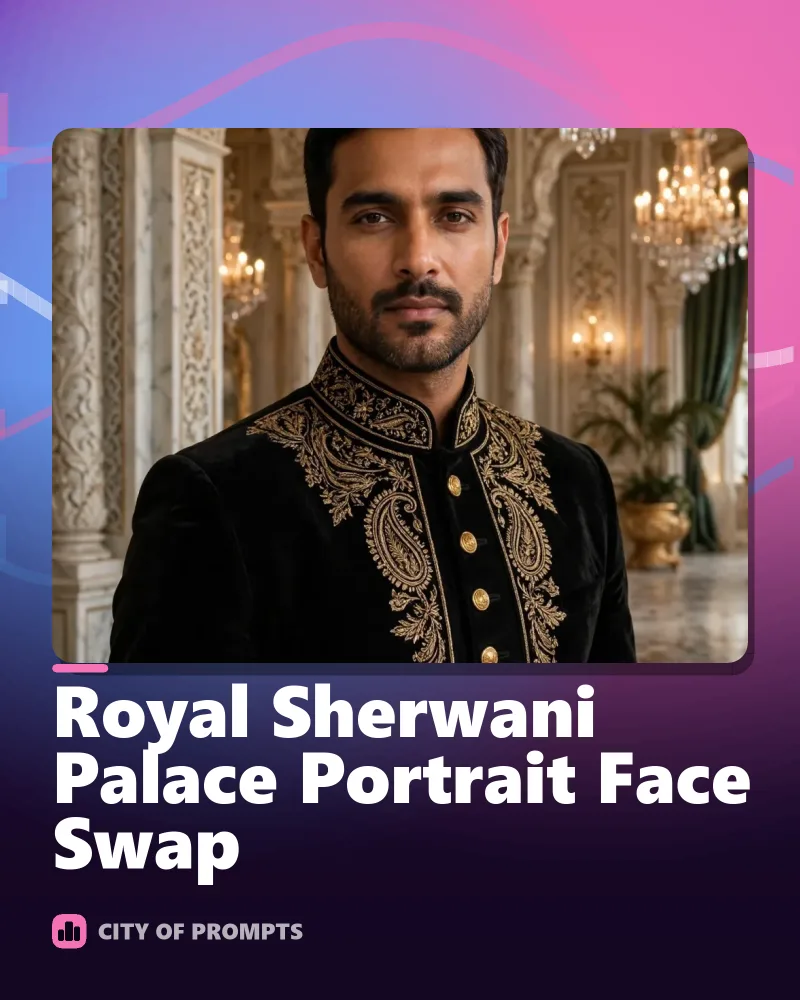 Cover image for Royal Sherwani Palace Portrait Face Swap